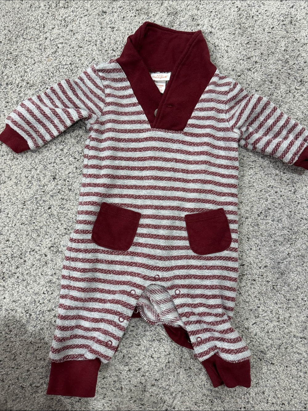 Cat & Jack Burgundy and Gray Striped One-Piece Bodysuit